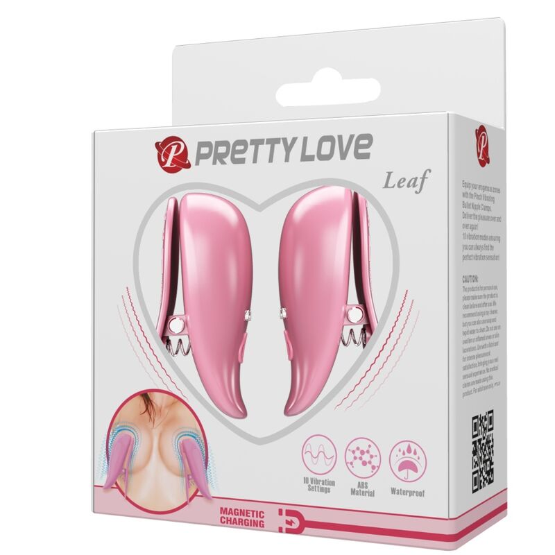 Pretty Love Leaf Vibrating Nipple Clamps Pink