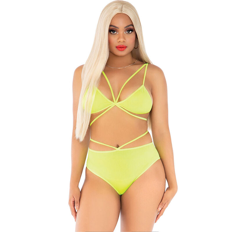 Leg Avenue No Regrets Bra & Panty Set Neon Yellow