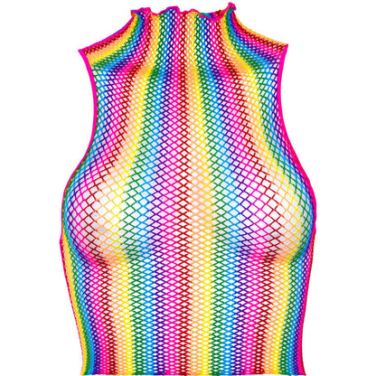 Leg Avenue High Voltage Rainbow Fishnet Crop Top