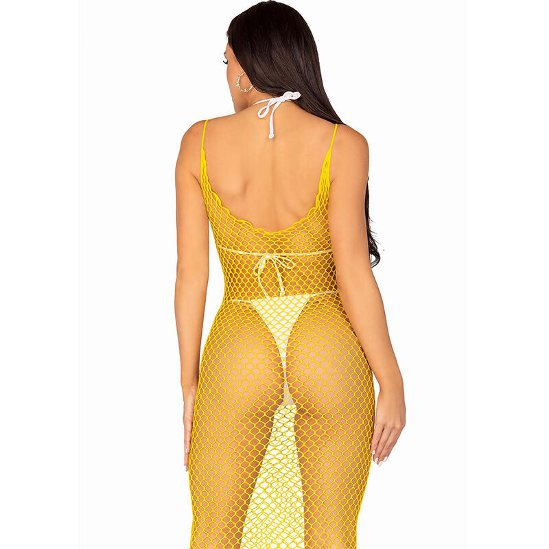 Leg Avenue Never Enough Backless Maxi Dress Lemon Yellow