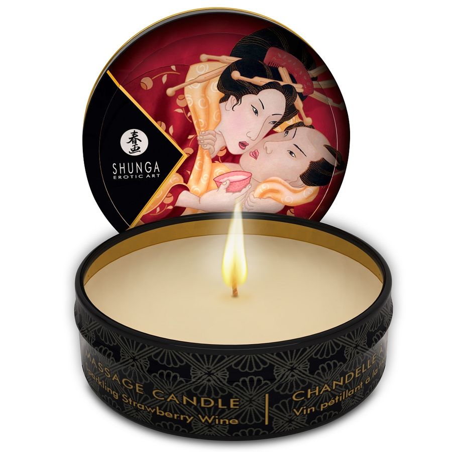 Shunga Mini Massage Candle Sparkling Strawberry Wine 30ml