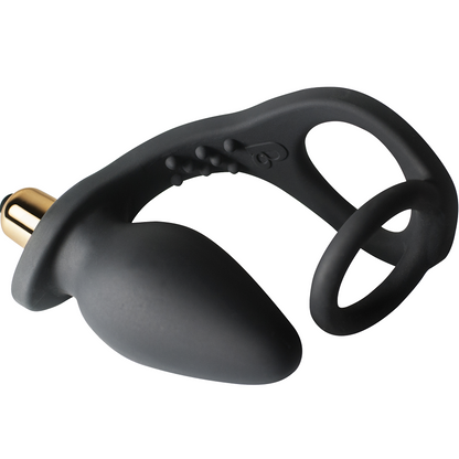 Rocks-Off Ro-Zen Silicone Cock Ring And Vibrating Butt Plug Black