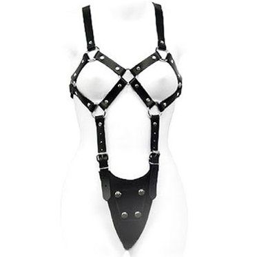 Leather Body Women Exposed Body Leather Harness