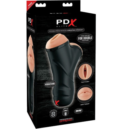 PDX Elite Double Penetration Vibrating Penis Stroker