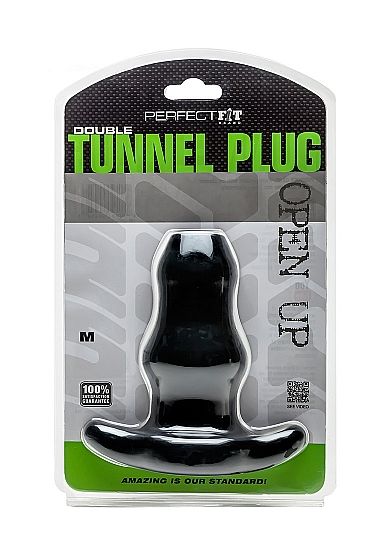 Perfect Fit Double Tunnel Butt Plug Medium Black