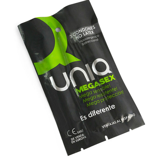 Uniq Megasex Extra Thin Latex Free Condoms 3 Pack