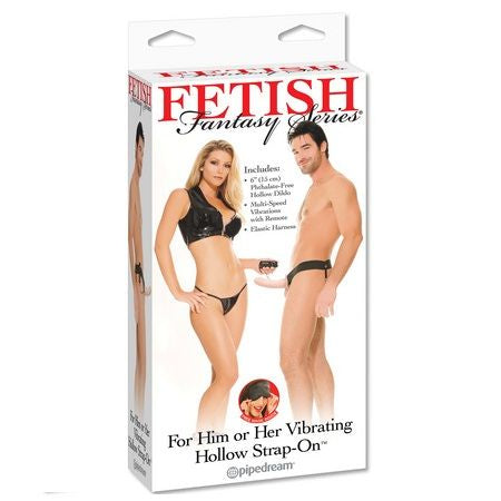 Fetish Fantasy Series Hollow Vibrator Harness For Him And Her Natural 14cm