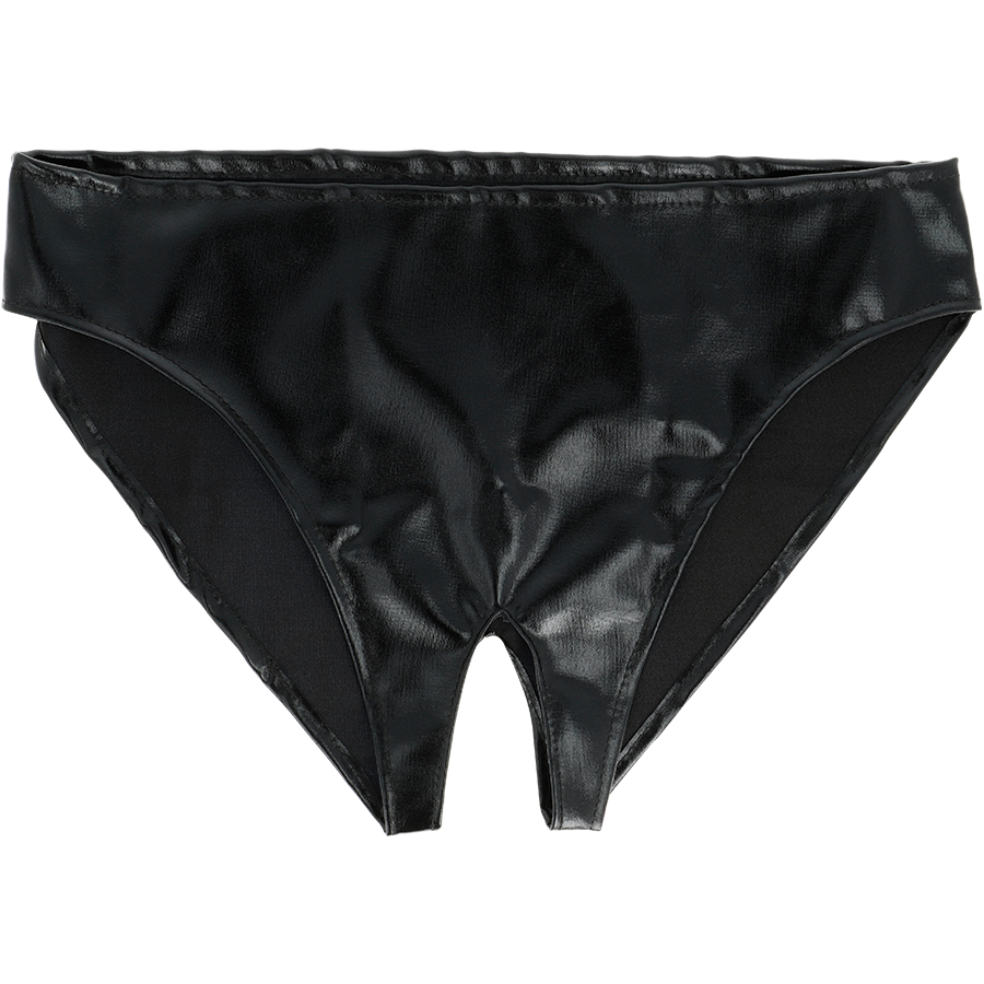 Darkness Black Wet Look Crotchless Panties