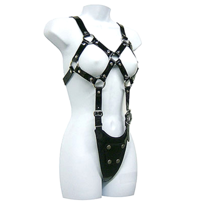 Leather Body Women Exposed Body Leather Harness