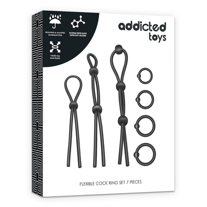 Addicted Toys Flexible Silicone 7 Piece Cock Ring Set