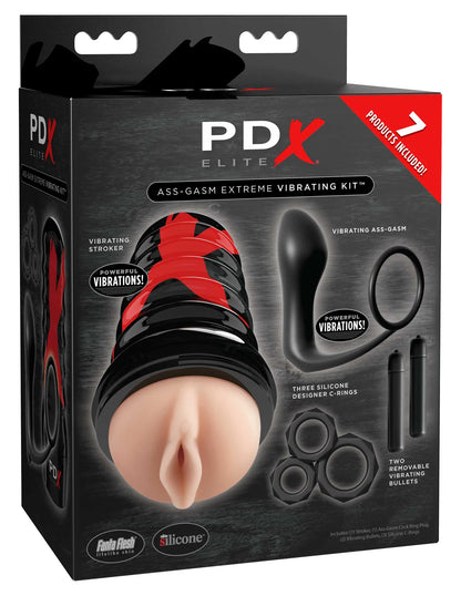 PDX Elite Ass-Gasm Extreme Vibrating Masturbator Kit