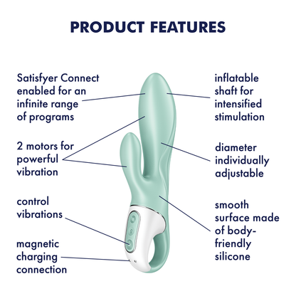 Satisfyer Air Pump Bunny 5+ App Enabled Inflatable Rabbit Vibrator