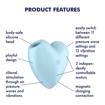 Satisfyer Cutie Heart Vibrating Air Pulse Clitoral Stimulator Blue