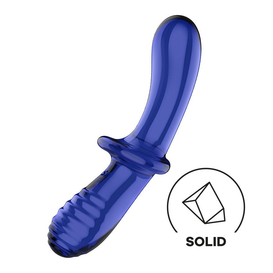 Satisfyer Double Crystal Double-Sided Glass Dildo Blue