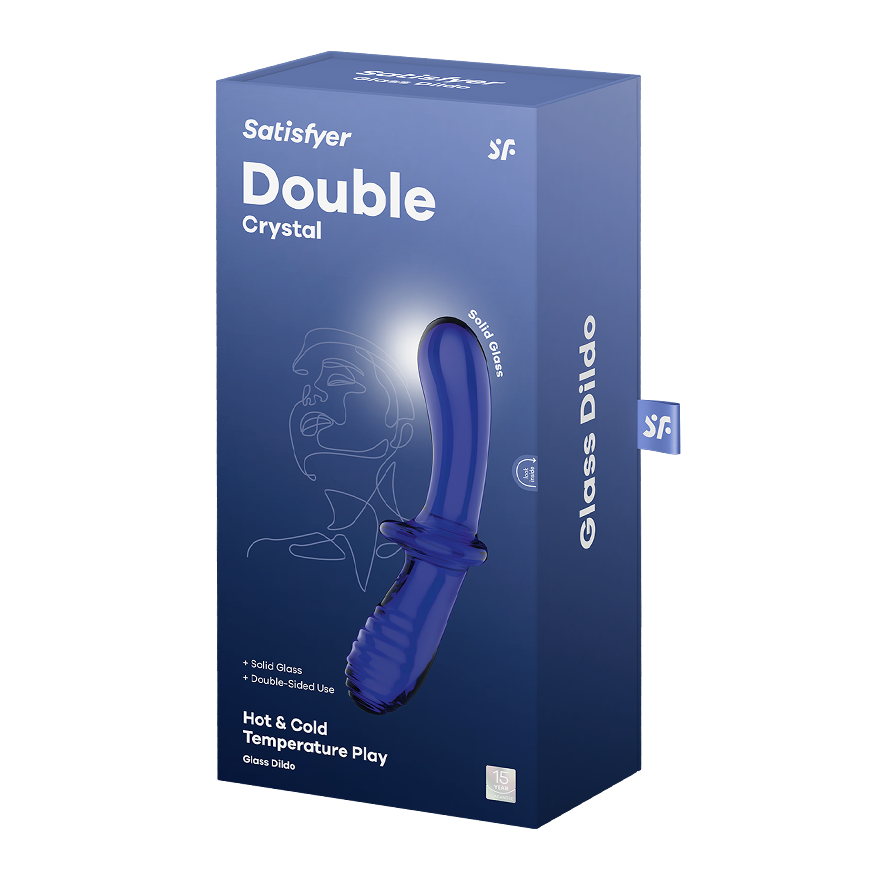 Satisfyer Double Crystal Double-Sided Glass Dildo Blue