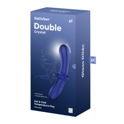 Satisfyer Double Crystal Double-Sided Glass Dildo Blue