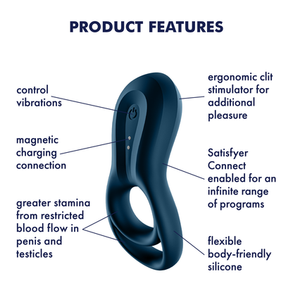 Satisfyer Epic Duo Silicone App Enabled Vibrating Double Cock Ring