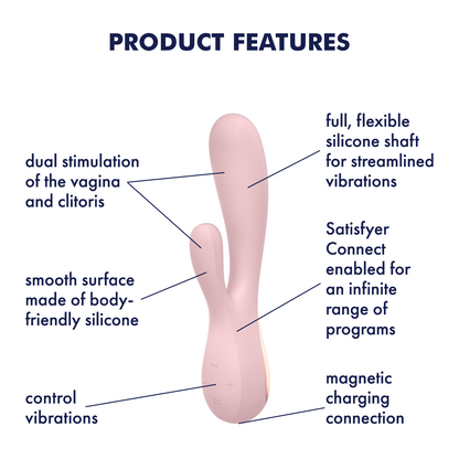 Satisfyer Mono Flex App Enabled Silicone Rabbit Vibrator Pink