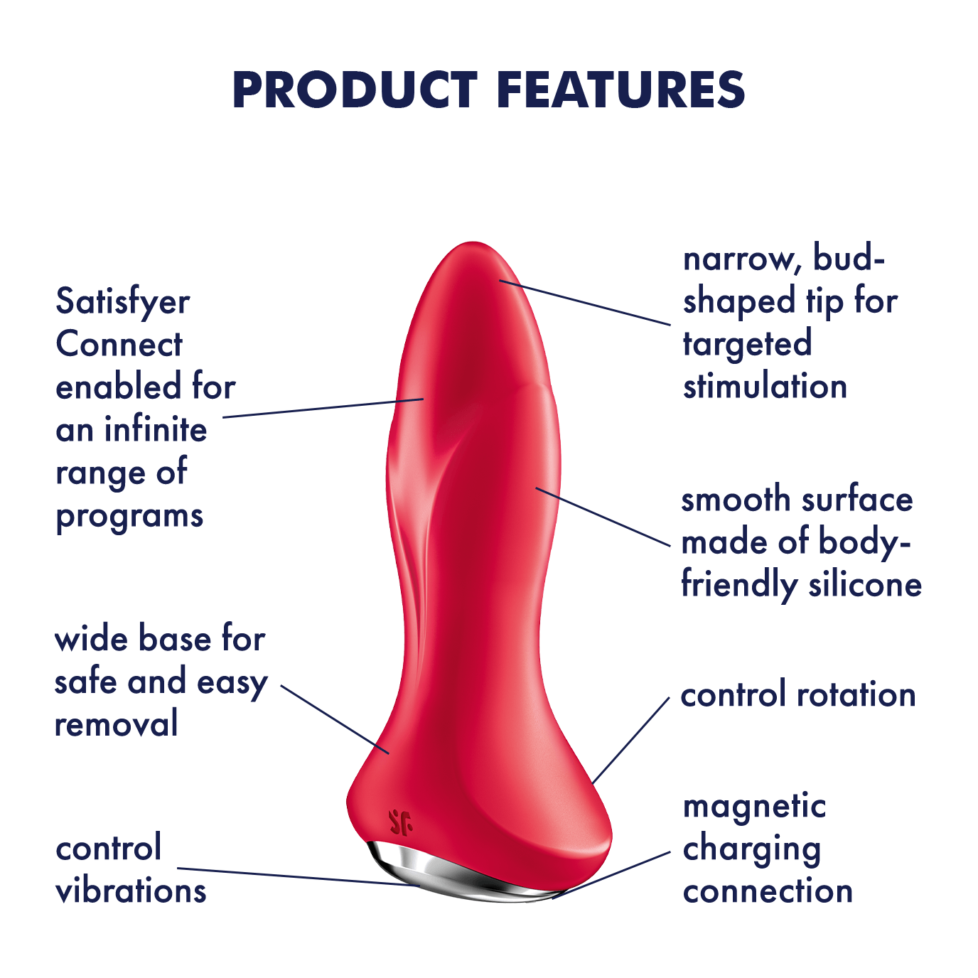 Satisfyer Rotator Plug 1+ App Enabled Silicone Anal Plug Red