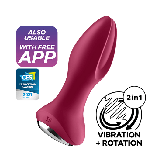 Satisfyer Rotator Plug 2+ App Enabled Silicone Anal Plug Red