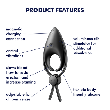 Satisfyer Sniper Silicone Vibrating Cock Ring Black