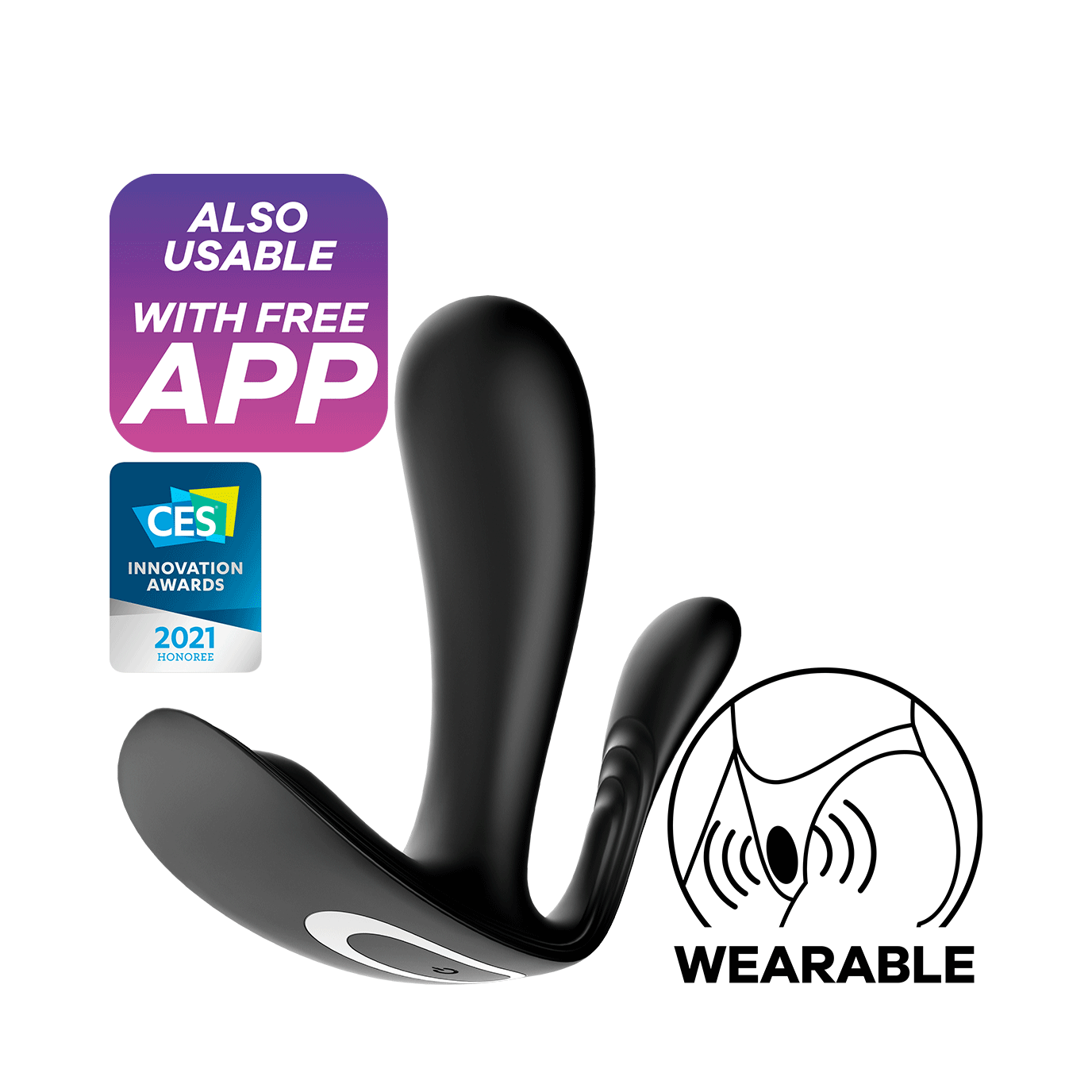 Satisfyer Top Secret+ App Enabled Triple Stimulation Vibrator Black