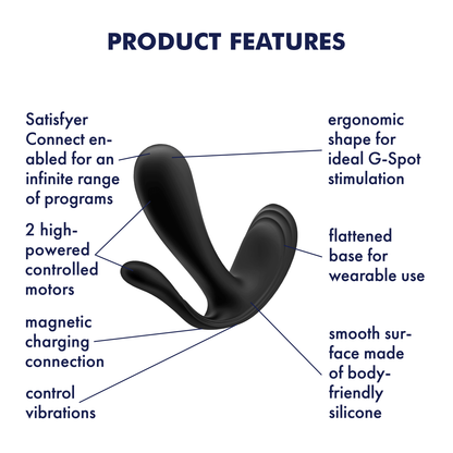 Satisfyer Top Secret+ App Enabled Triple Stimulation Vibrator Black