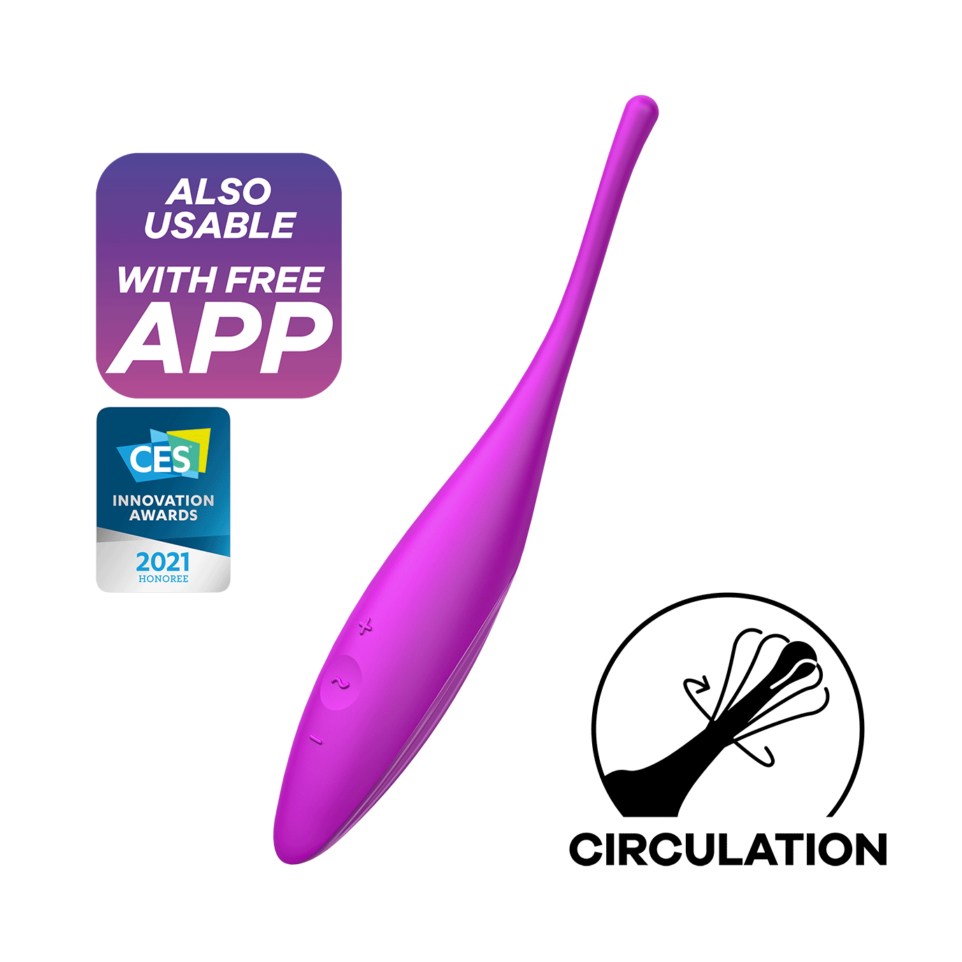 Satisfyer Twirling Joy Silicone App Enabled Clitoral Vibrator Fuchsia