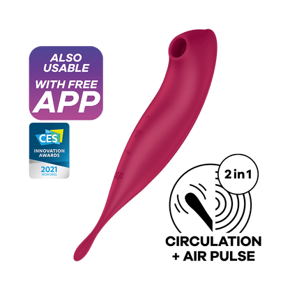 Satisfyer Twirling Pro+ App Enabled Hybrid Air Pulse Vibrator Red