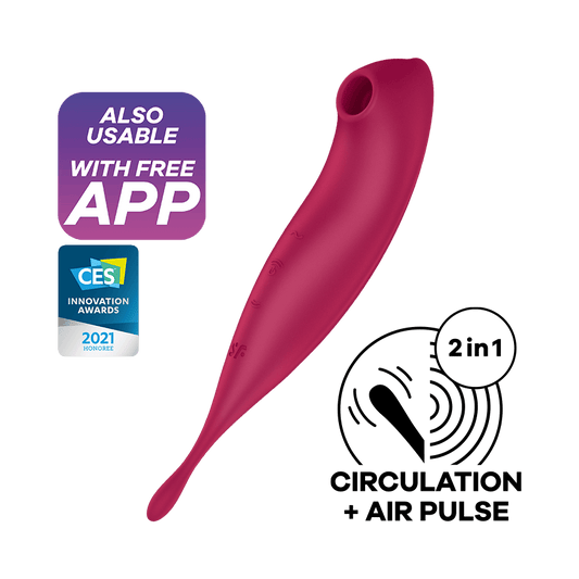 Satisfyer Twirling Pro+ App Enabled Hybrid Air Pulse Vibrator Red