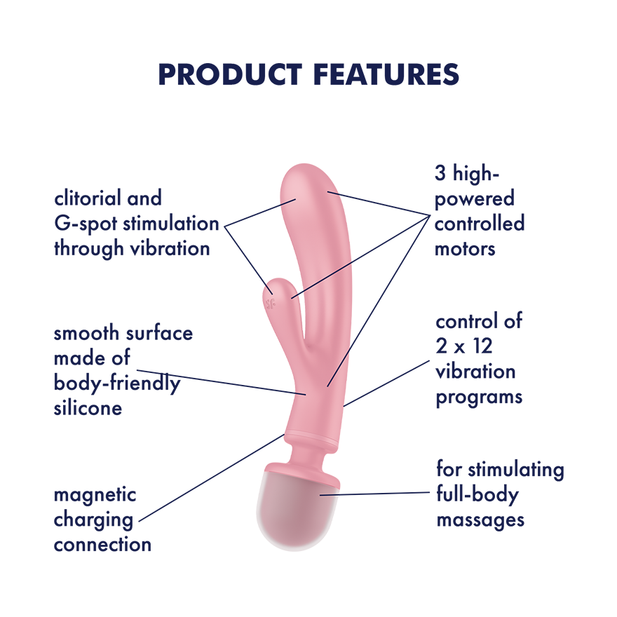 Satisfyer Triple Lover Hybrid Rabbit Vibrator Pink